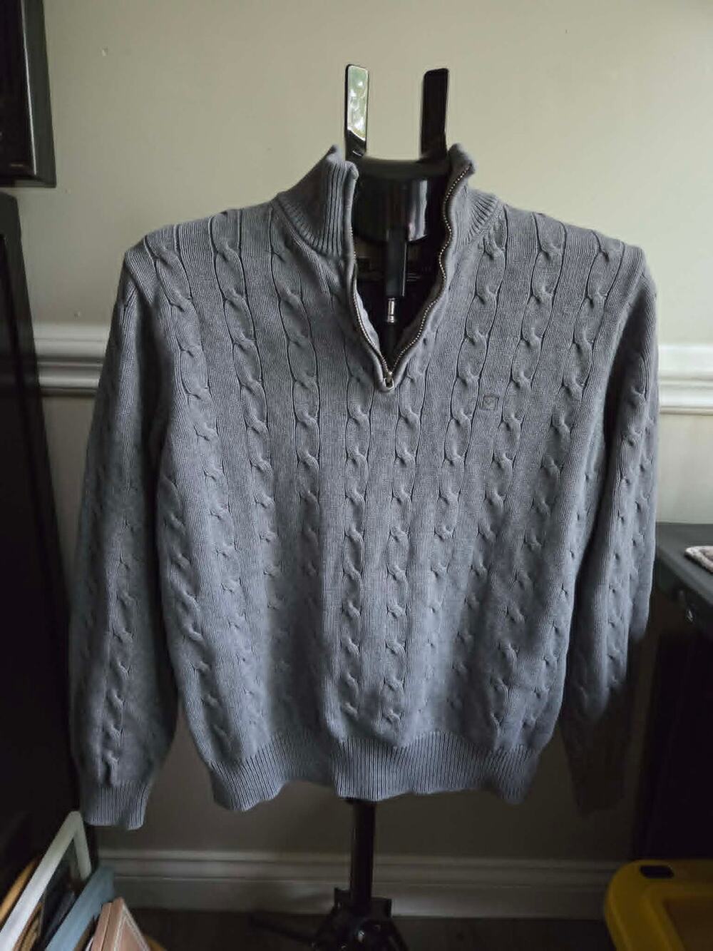 Michael Kors Men’s Gray Cable Knit Quarter Zip Sweater Size Large
